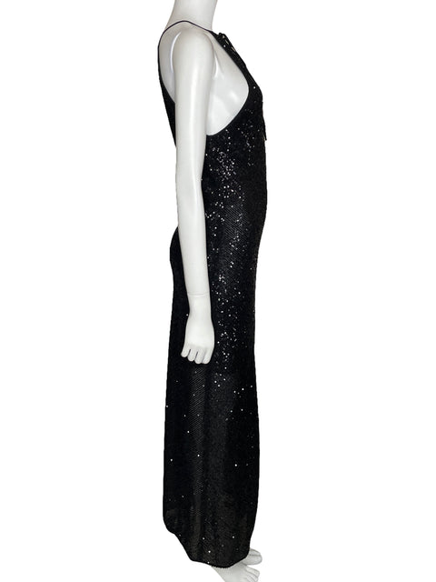 Vestido Zara Lentejuelas Abertura Negro-Talla S