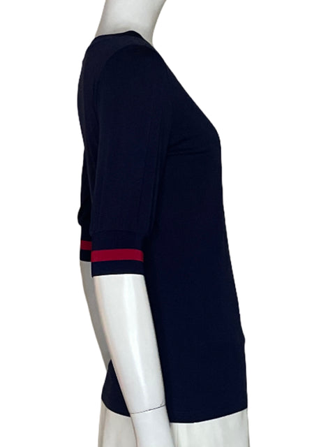 Blusa Ralph Lauren Mangas Con Líneas Azul - Talla XS