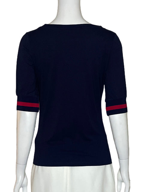 Blusa Ralph Lauren Mangas Con Líneas Azul - Talla XS