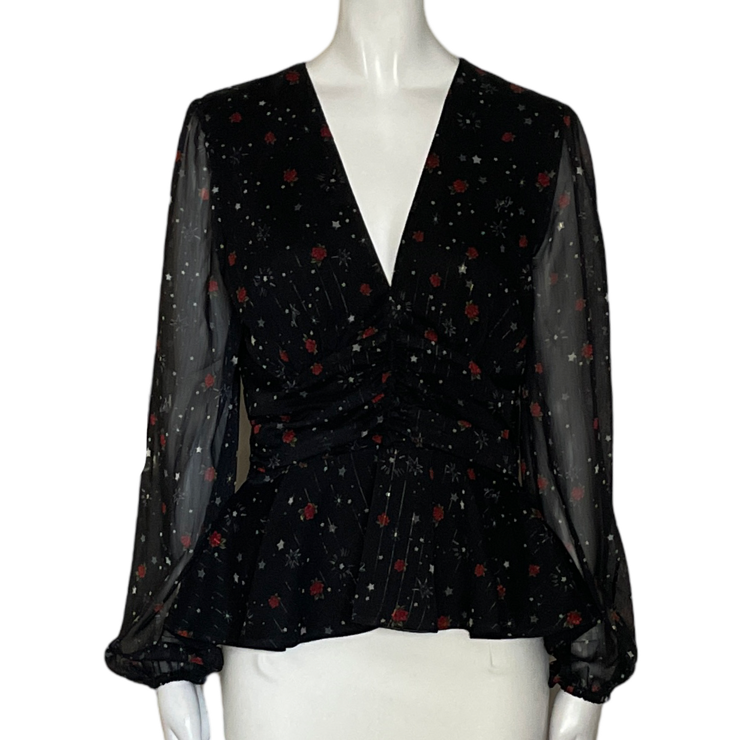 Blusa Liu.Jo Floral Metalizada Negro-Talla M