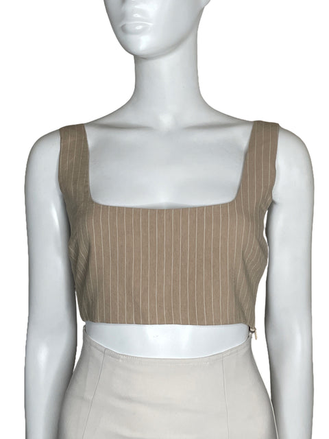 Top Showpo Crop Rayas Beige-Talla 4