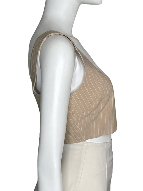 Top Showpo Crop Rayas Beige-Talla 4