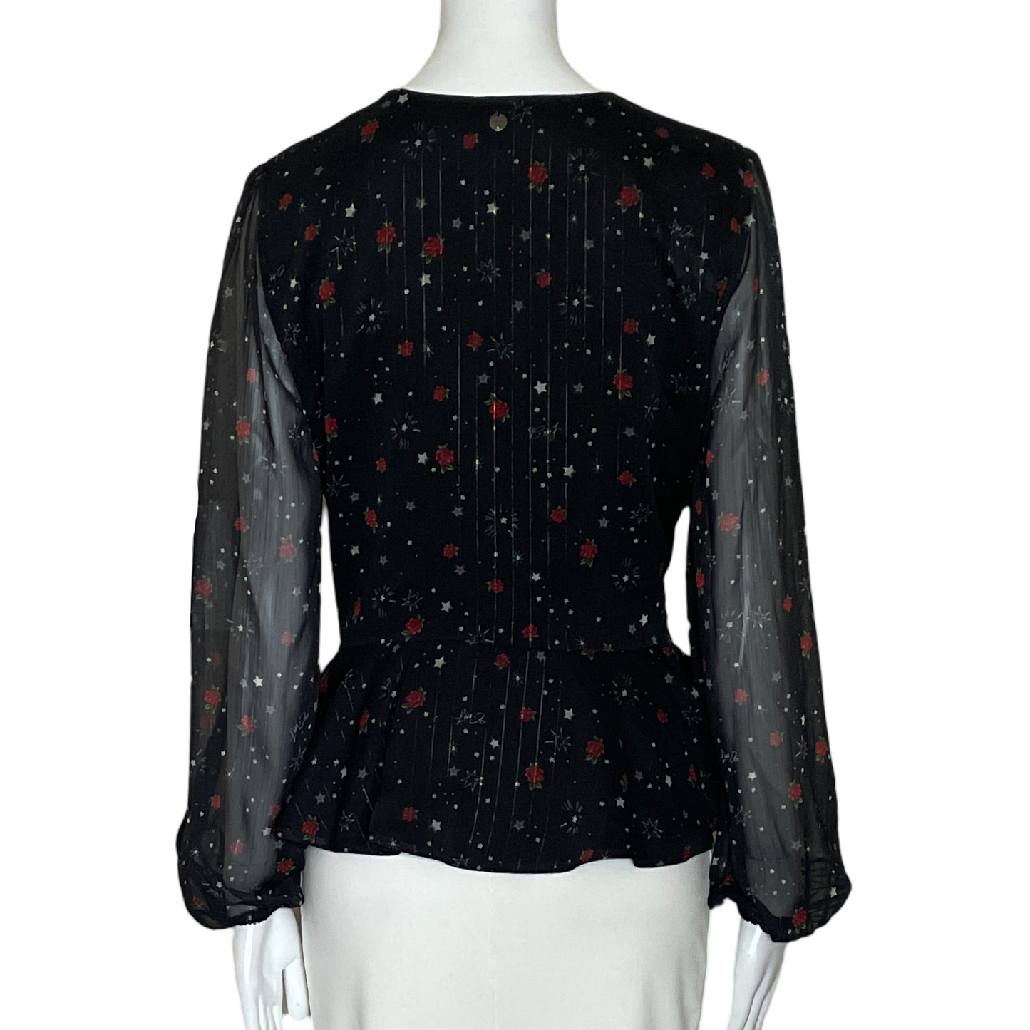 Blusa Liu.Jo Floral Metalizada Negro-Talla M