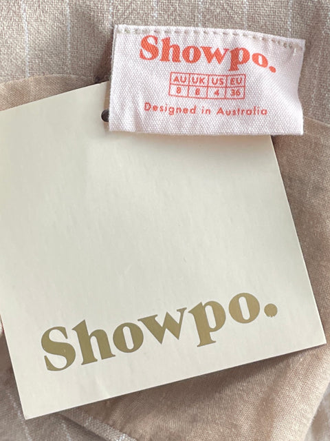 Top Showpo Crop Rayas Beige-Talla 4