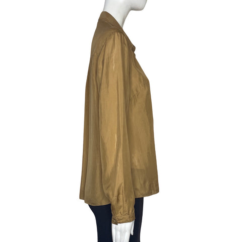 Camisa Massimo Dutti Satinada Marron-Talla 10