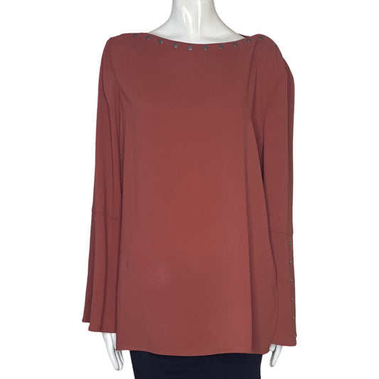 Blusa BCBG Maxazria Cuello Botones Tap 
Marron-Talla S