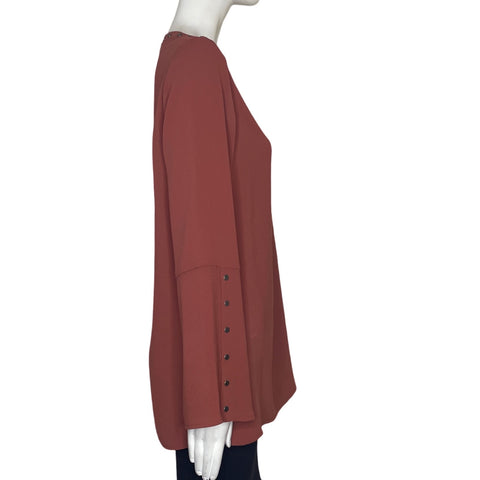 Blusa BCBG Cuello Botones Tap Marron-Talla S