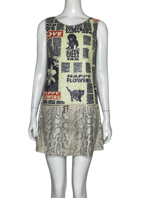 Vestido Custo Barcelona Lentejuelas Beige - Talla 1