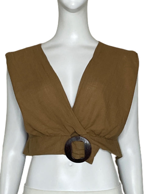Top Zara Cinturon Marron- Talla XL