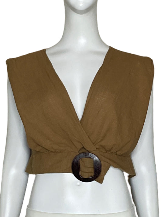 Top Zara Cinturon Marron- Talla XL