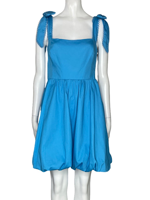 Vestido Adrianna Papell Acampanado Lazos Azul-Talla 12