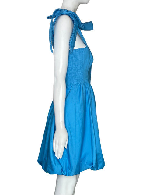 Vestido Adrianna Papell Acampanado Lazos Azul-Talla 12