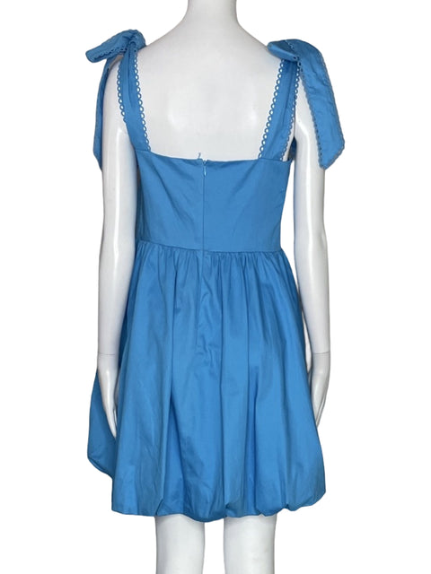 Vestido Adrianna Papell Acampanado Lazos Azul-Talla 12