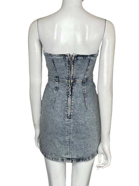 Vestido Zara Denim Strapless Azul-Talla S