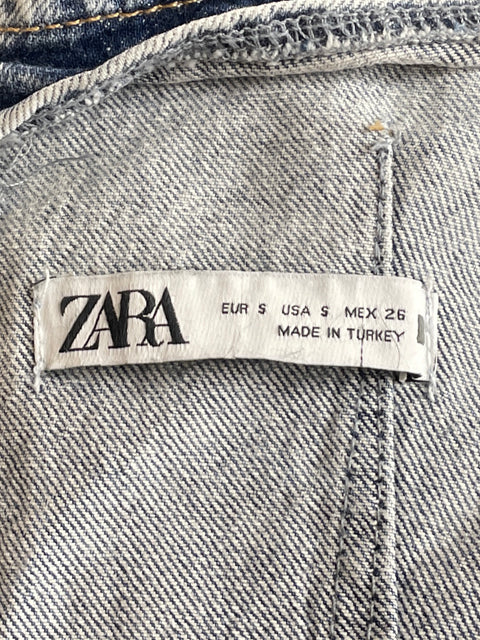 Vestido Zara Denim Strapless Azul-Talla S