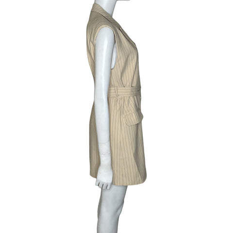 Vestido Curaae Solene Vest Pinstripe Mini Beige-
Talla S