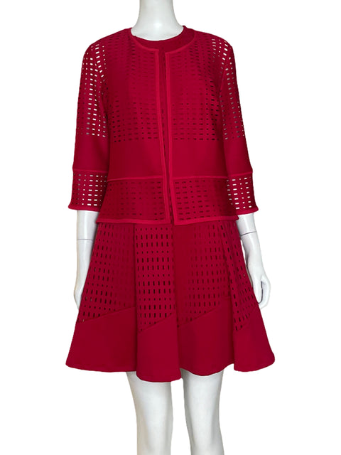 Vestido Joseoh Ribkoff Troquelado Rojo- Talla 6