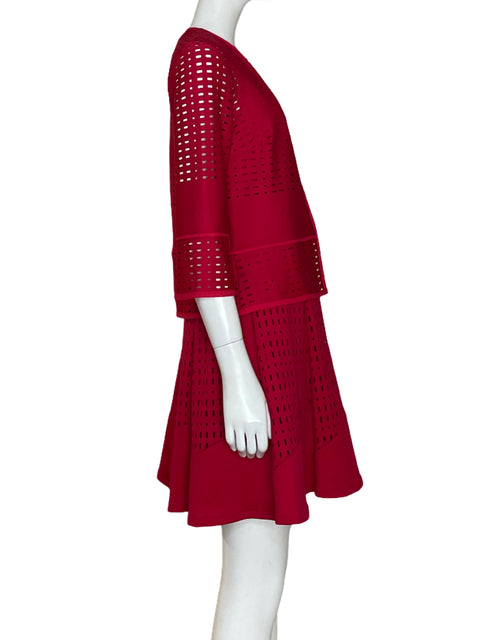 Vestido Joseoh Ribkoff Troquelado Rojo- Talla 6