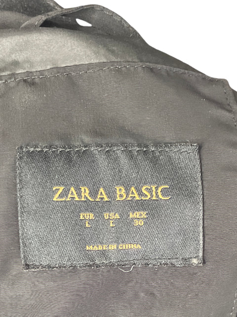 Chaqueta Zara Acolchonada Faux Fur Negro-Talla L