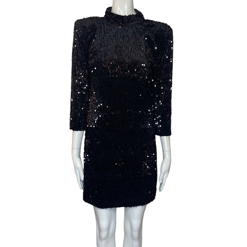 Vestido Zara Lentejuelas Negro-Talla M