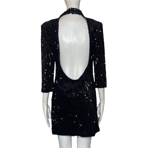 Vestido Zara Lentejuelas Negro-Talla M