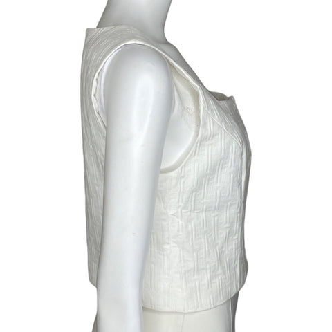 Top Trina Turk Cuello Recto Blanco-Talla 4