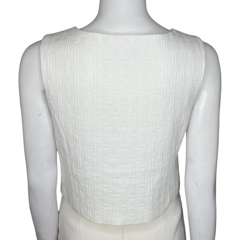 Top Trina Turk Cuello Recto Blanco-Talla 4