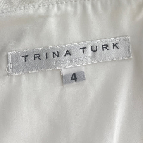 Top Trina Turk Cuello Recto Blanco-Talla 4