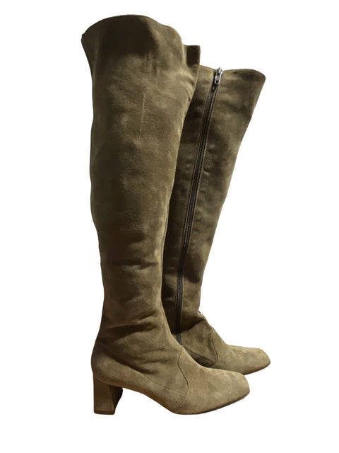Botas Vero Cuoio Terciopelo Tacón Verde - Talla 37.5