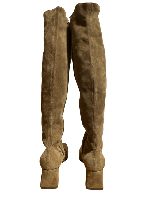 Botas Vero Cuoio Terciopelo Tacón Verde - Talla 37.5