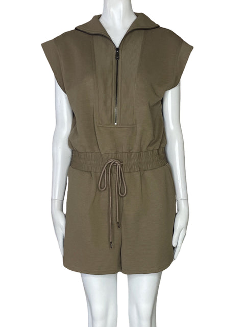 Romper Entro Cremallera Acanalado Marron-Talla S