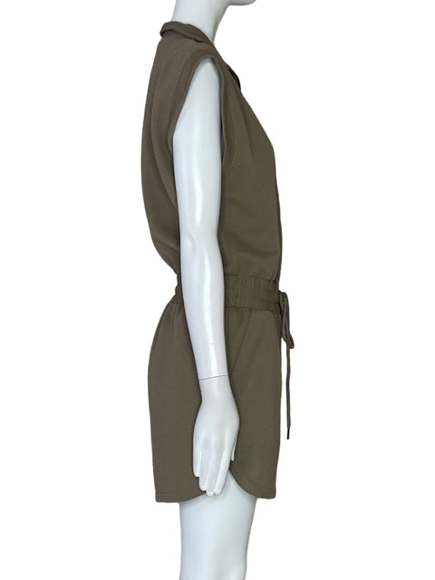 Romper Entro Cremallera Acanalado Marron-Talla S