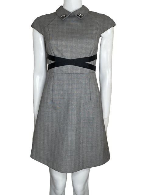 Vestido Zara Cuadros Ejecutivo Gris-Talla XS
