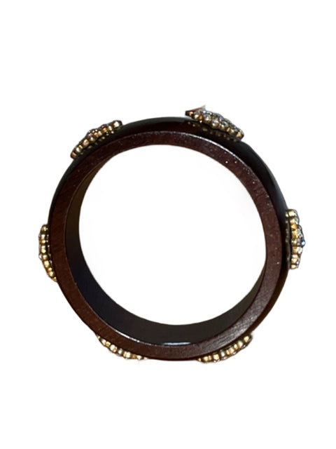 Brazalete Tesoro TPS Madera Con Adornos de Cristal Marron - Talla U