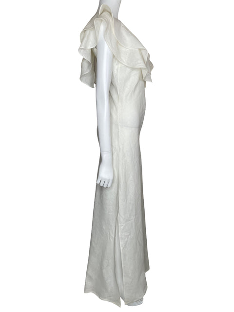 Vestido Malvi Castañeda Maxi Vuelos Blanco-Talla 10