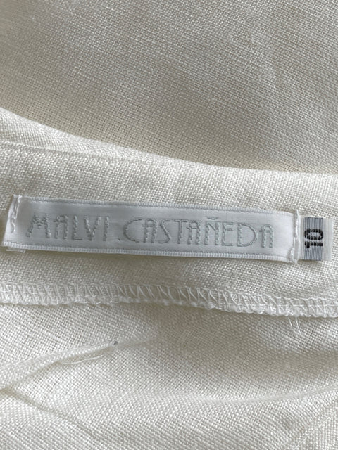 Vestido Malvi Castañeda Maxi Vuelos Blanco-Talla 10