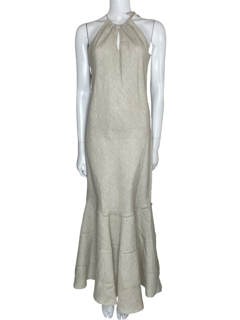 Vestido Mpm Maxi Halter Beige-Talla 12