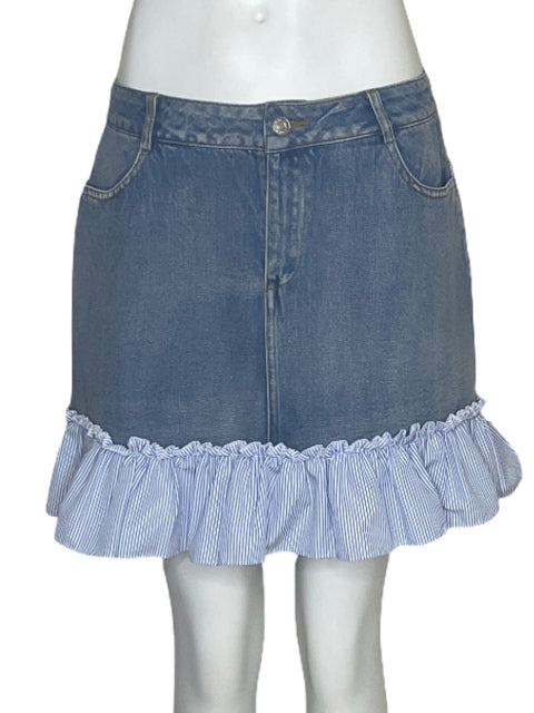Falda English Factory Jeans Rayas Azul-Talla M