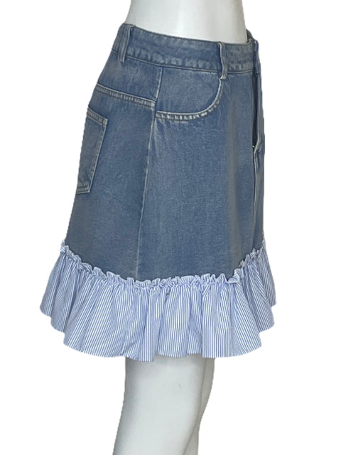 Falda English Factory Jeans Rayas Azul-Talla M