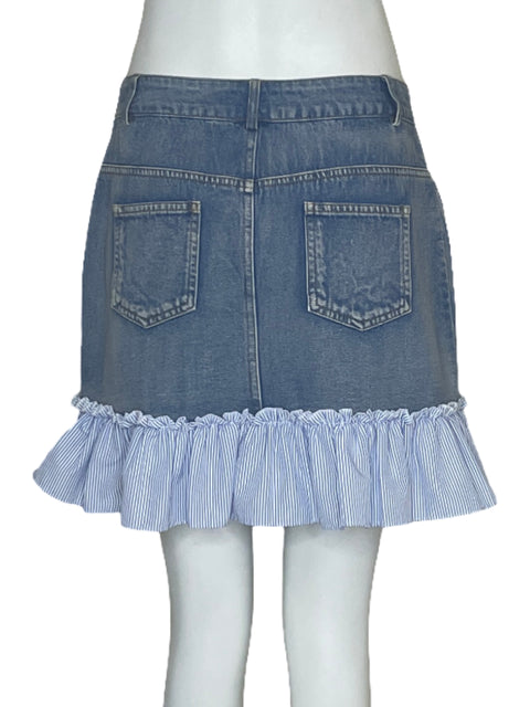 Falda English Factory Jeans Rayas Azul-Talla M