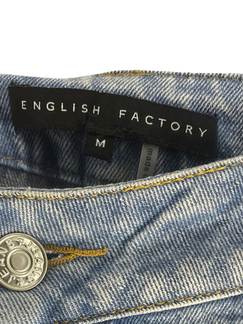 Falda English Factory Jeans Rayas Azul-Talla M