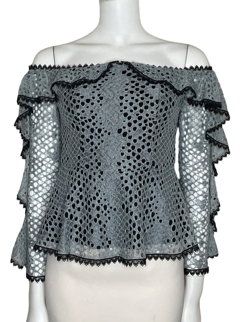 Top Alexis Encaje Vuelos Azul-Talla S