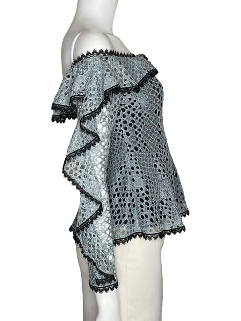 Top Alexis Encaje Vuelos Azul-Talla S