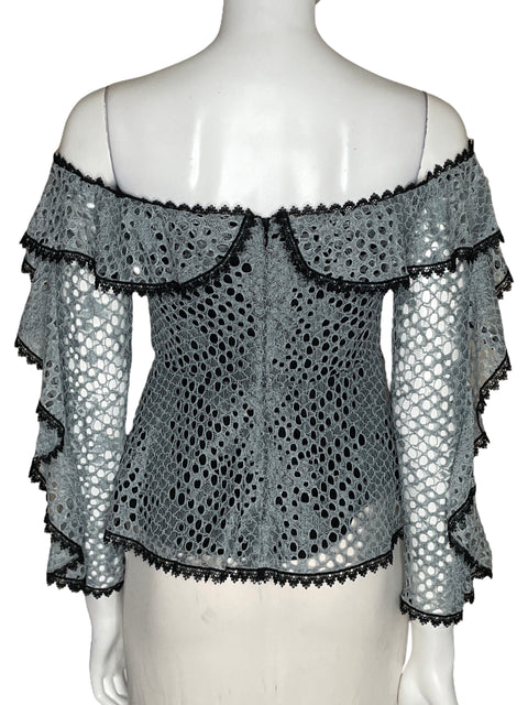 Top Alexis Encaje Vuelos Azul-Talla S