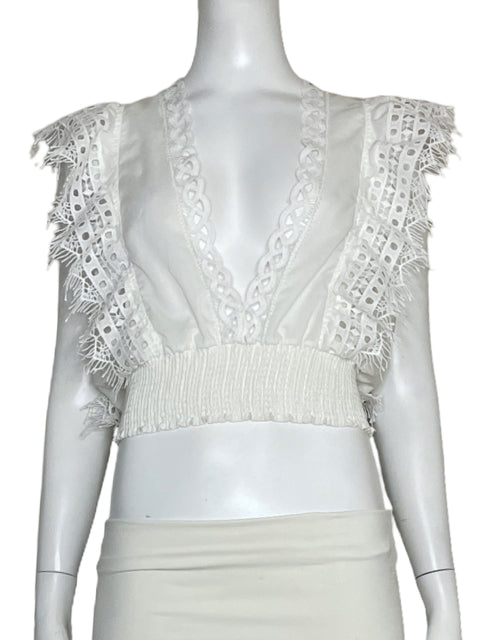 Blusa Peixoto Encaje Elastico Blanco-Talla L