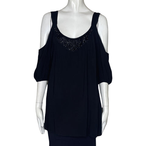 Blusa Karen Kane Cuello Pedreria Negro-Talla M