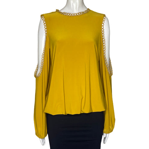 Blusa Josph Ribkoff Hombros Descubiertos 
Amarillo-Talla 10