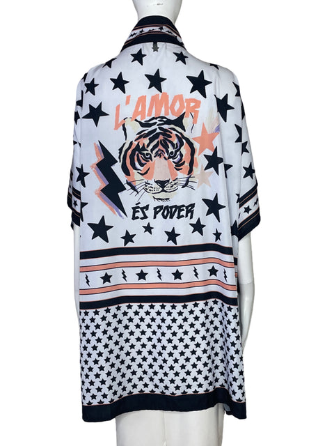 Kimono Beneida Estrellas Tigre Morado-Talla L