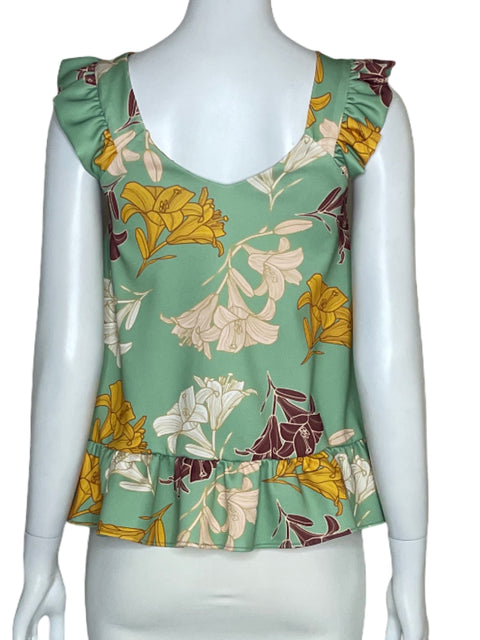 Blusa Michelle Forero Estampado Flores Verde-Talla S