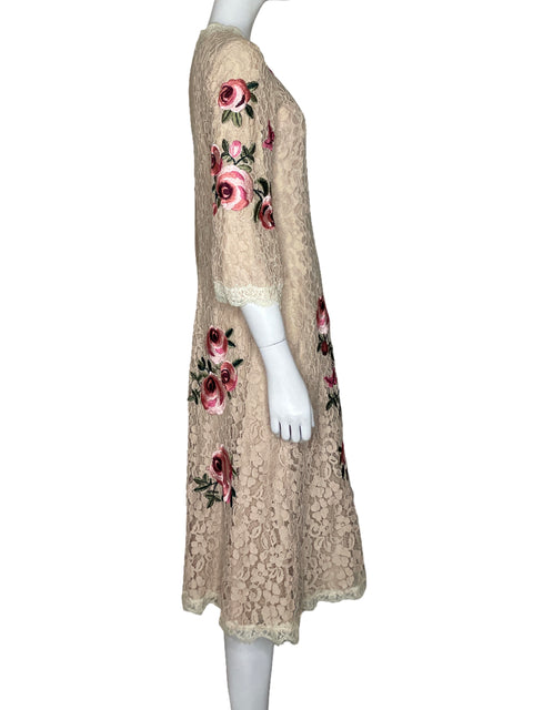 Vestido Banana Encaje Flores Rosado - Talla 38